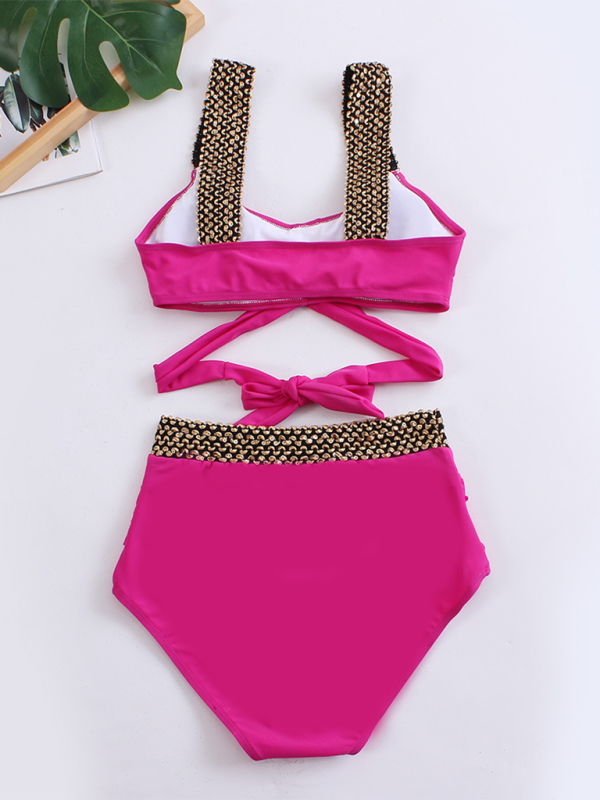 Women’s bikini two-piece tight swimsuit sexy cross backless bikini