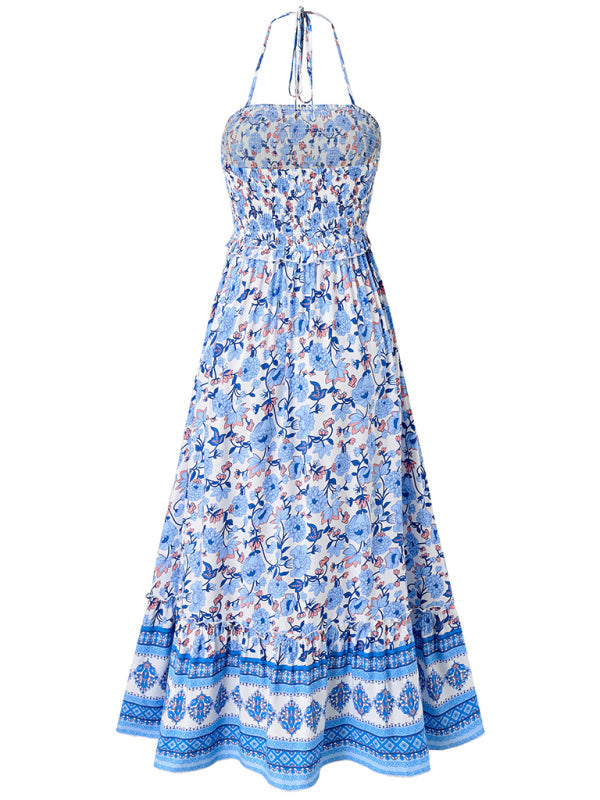 Women’s Bohemian Printed Halter Neck Dress