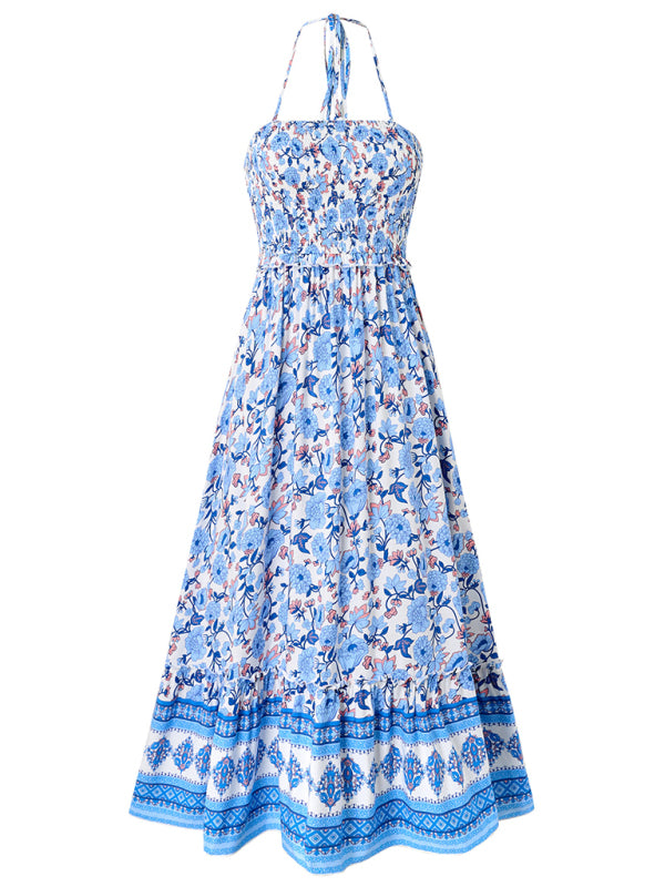 Women’s Bohemian Printed Halter Neck Dress