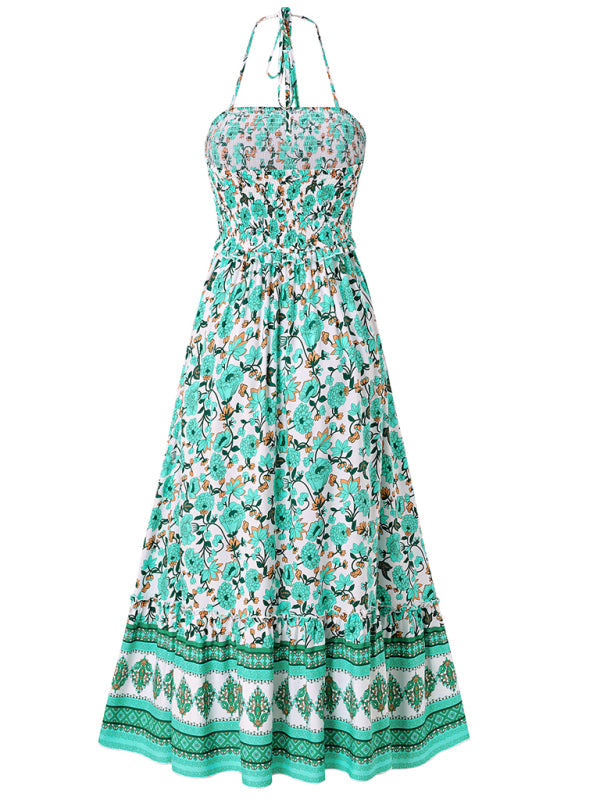 Women’s Bohemian Printed Halter Neck Dress