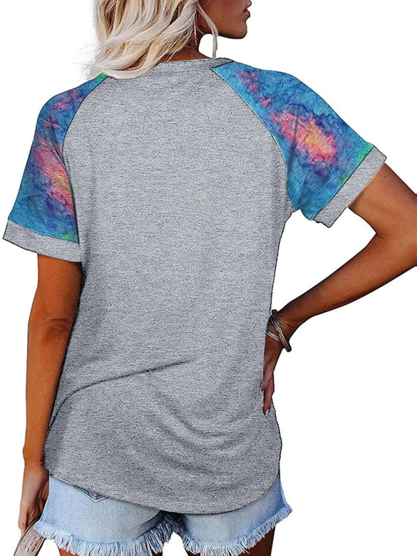 Women’s Casual Camouflage Printed Mosaic Round Neck Short Sleeve T-Shirt