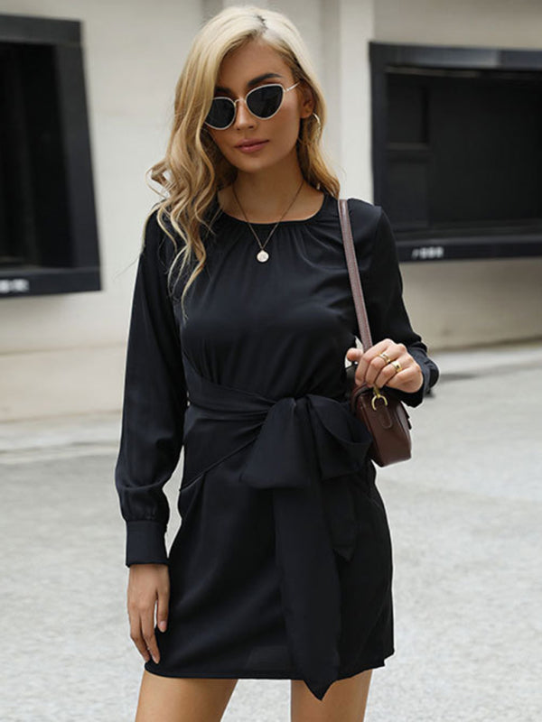 Women’s Casual Elegant Knit Tie-Waist Dress - Photo Color / S