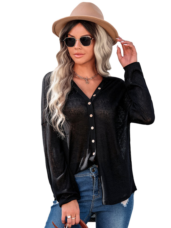 Women’s casual knitting thin loose shirt top