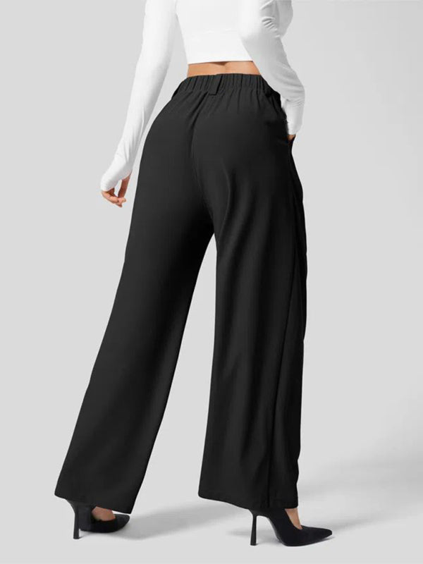 Women’s Casual Loose Wide Leg Pocket High Waist Women’s Pants