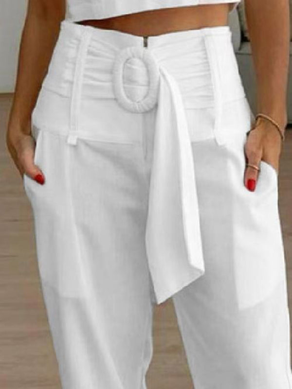 women’s casual pants solid color cropped pants