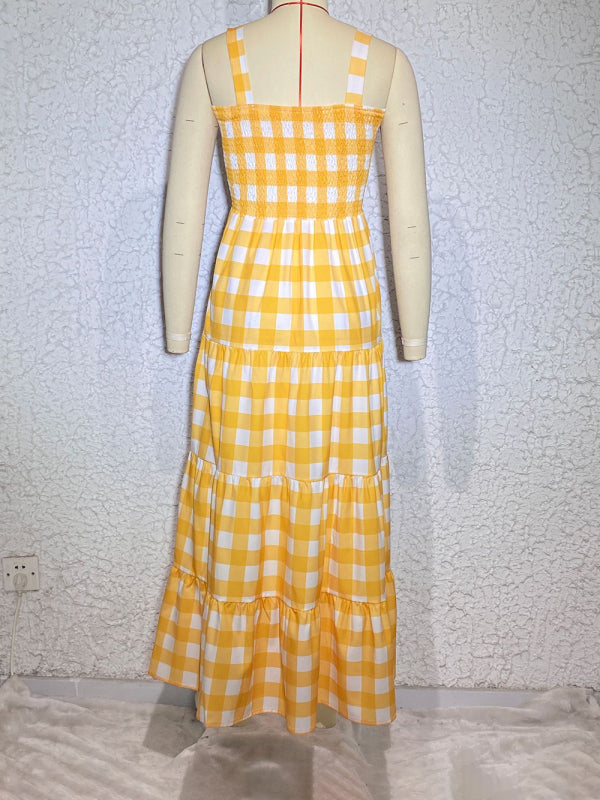 Women’s Casual Plaid Swing Sling Dress