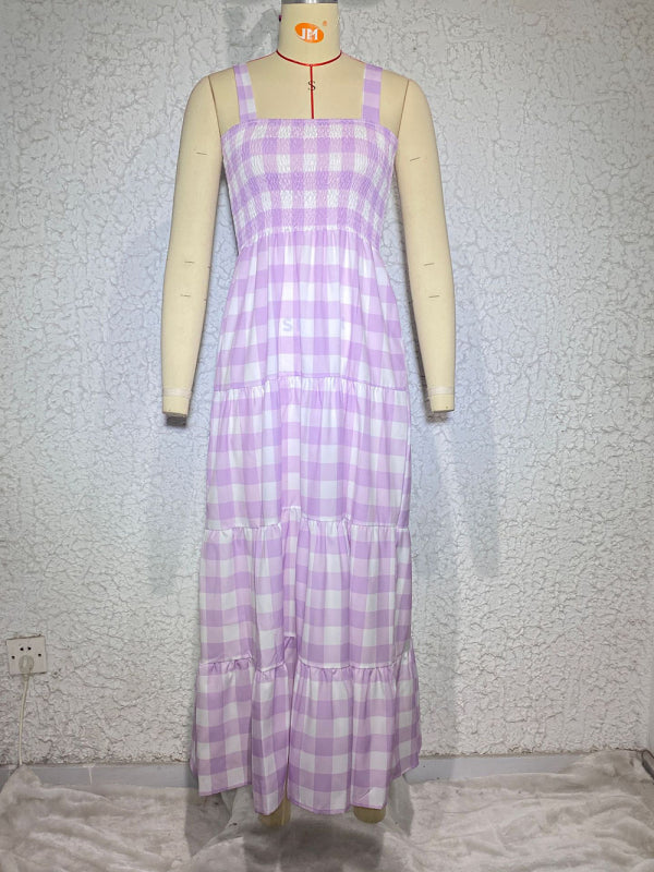 Women’s Casual Plaid Swing Sling Dress
