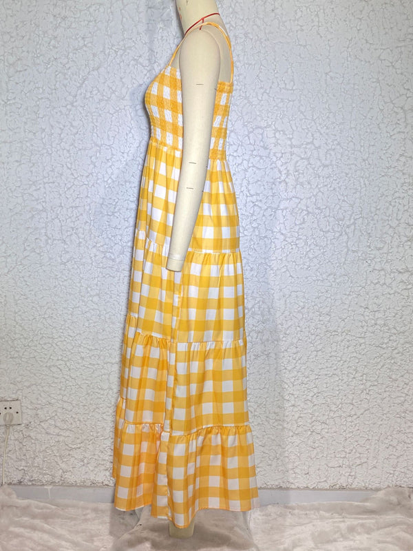 Women’s Casual Plaid Swing Sling Dress