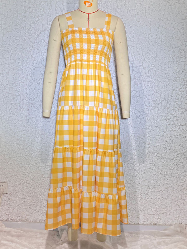Women’s Casual Plaid Swing Sling Dress