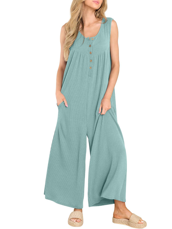 Women’s casual pocket button jumpsuit