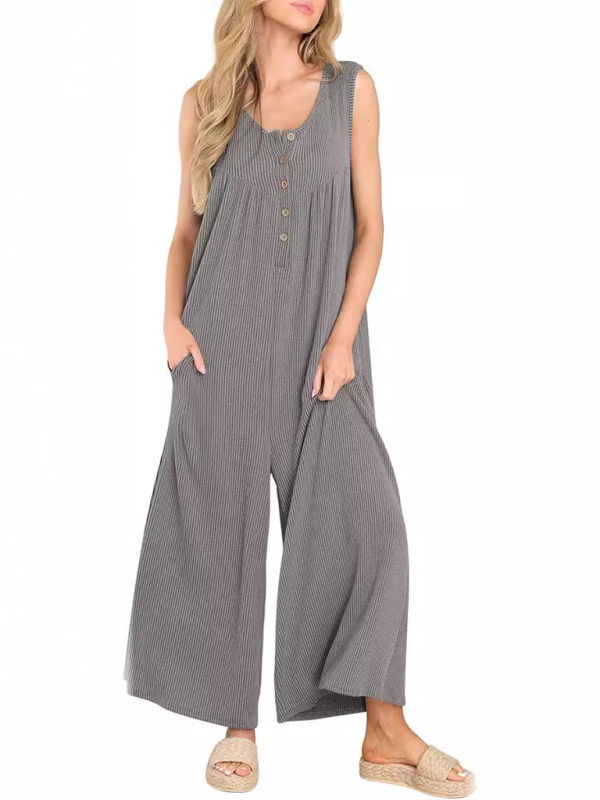 Women’s casual pocket button jumpsuit