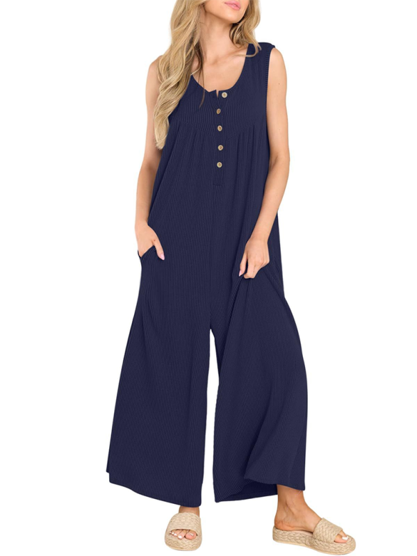 Women’s casual pocket button jumpsuit