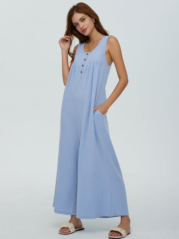 Women’s casual pocket button jumpsuit