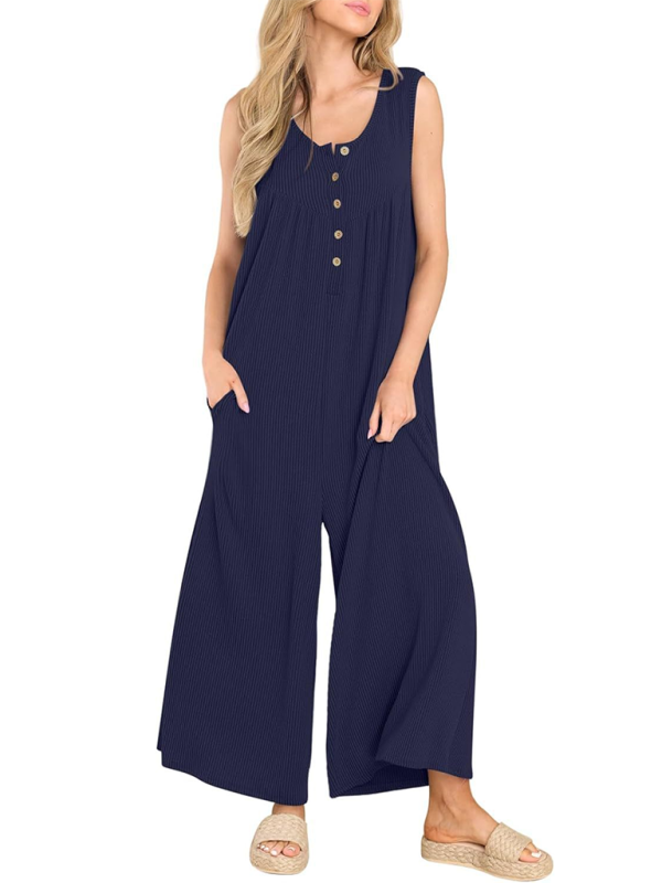 Women’s casual pocket button jumpsuit