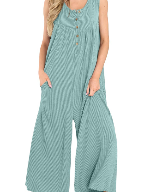 Women’s casual pocket button jumpsuit