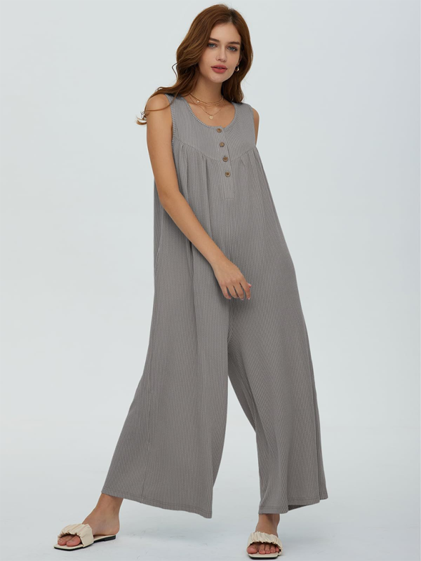 Women’s casual pocket button jumpsuit