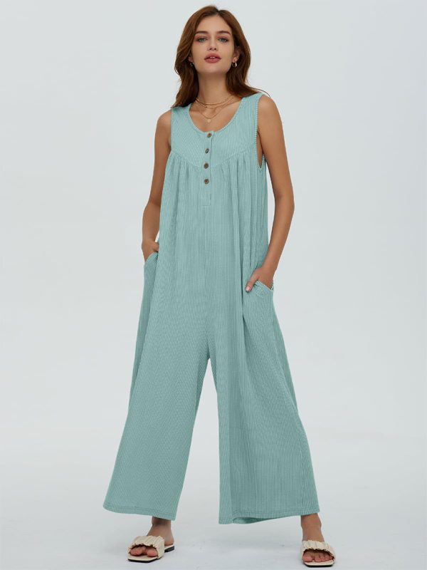 Women’s casual pocket button jumpsuit