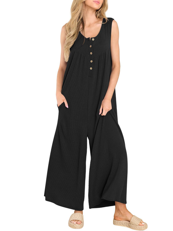 Women’s casual pocket button jumpsuit