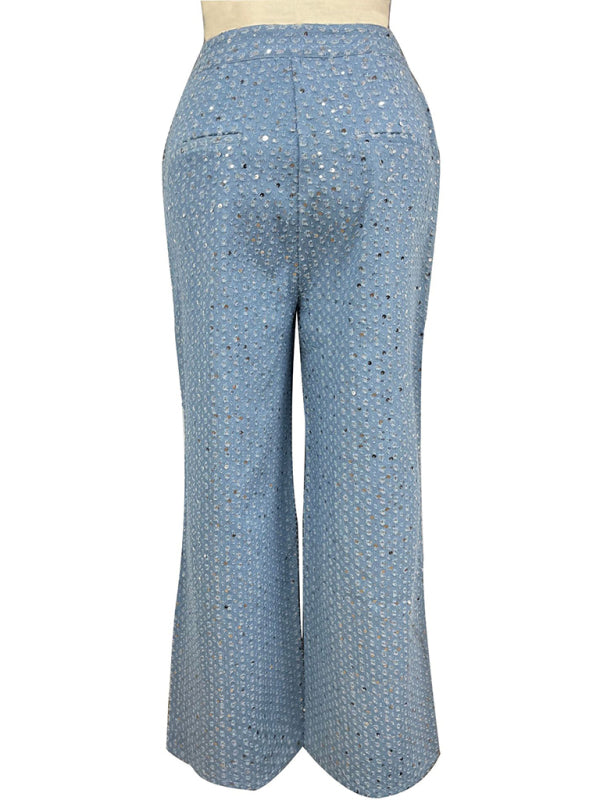 Women’s Casual Sequined Denim Straight Pants