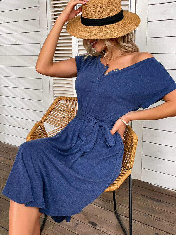 women’s casual short sleeve knitted dress