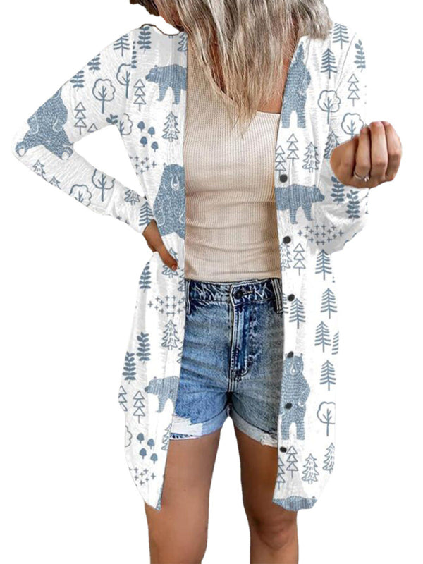 Women’s Christmas themed printed jacket small cardigan