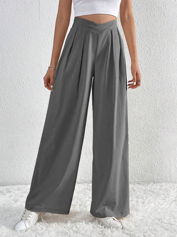 Women’s Commuter Style Pleated Casual Wide Leg Pants Loose Trousers