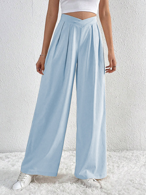 Women’s Commuter Style Pleated Casual Wide Leg Pants Loose Trousers