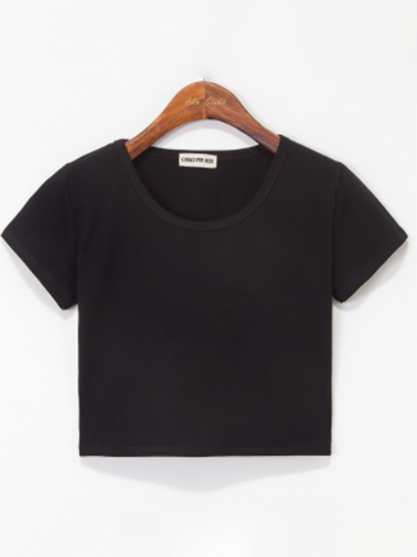 Women’s Crew Neck Short Sleeves Tops - Black / S