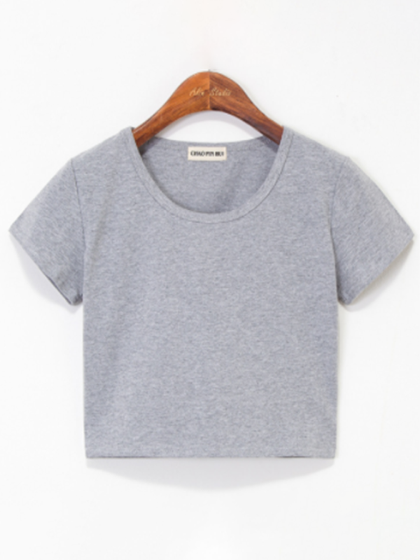 Women’s Crew Neck Short Sleeves Tops - Grey / S