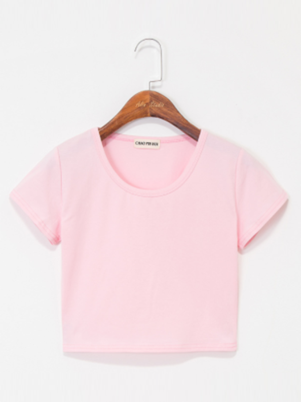Women’s Crew Neck Short Sleeves Tops - Pink / S