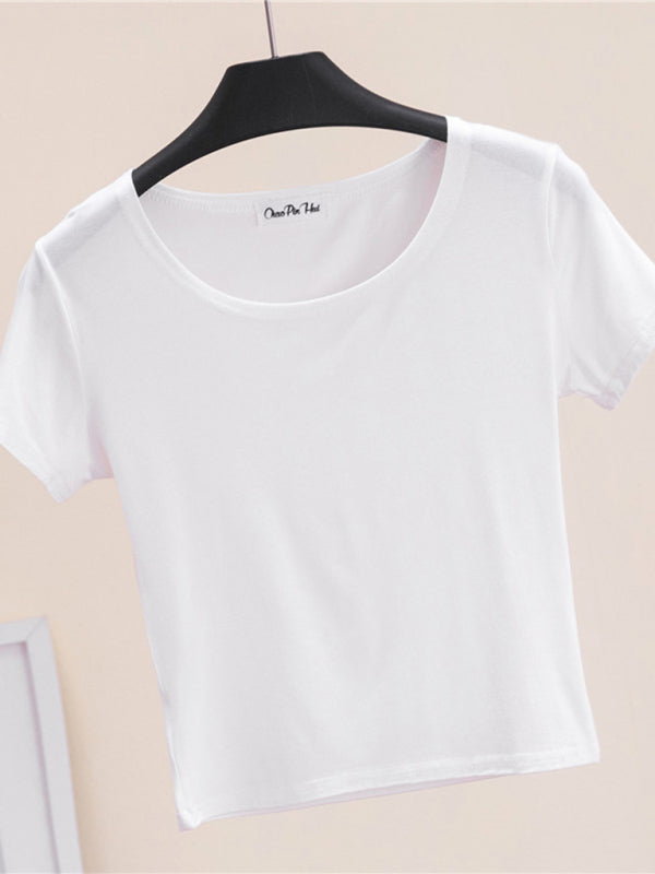 Women’s Crew Neck Short Sleeves Tops - Raw white off white / S