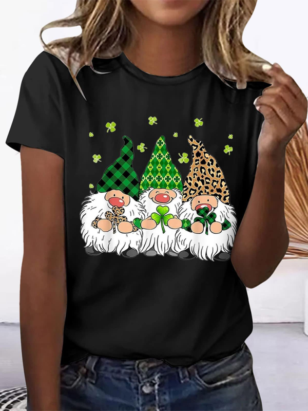 Women’s crewneck Lucky Elf print short-sleeved t-shirt