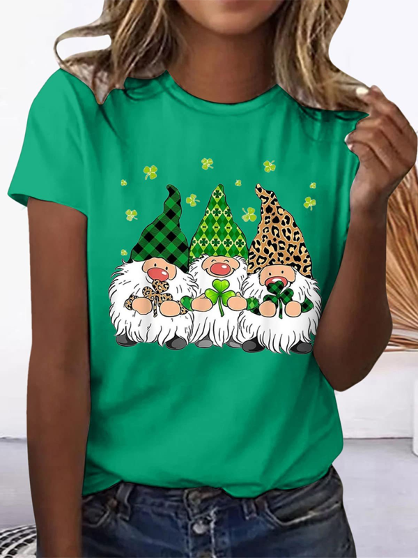 Women’s crewneck Lucky Elf print short-sleeved t-shirt - Green / S