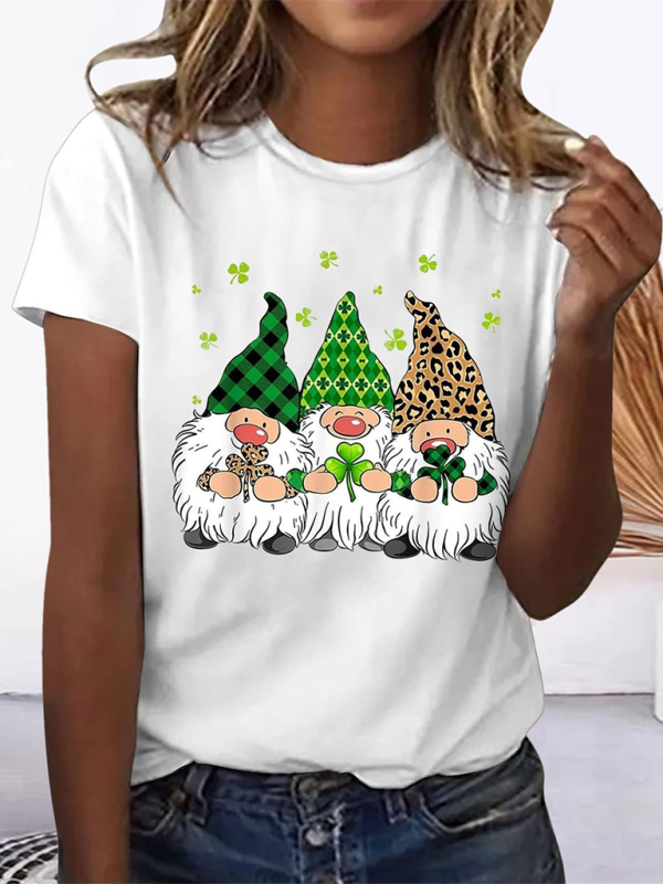 Women’s crewneck Lucky Elf print short-sleeved t-shirt - White / S