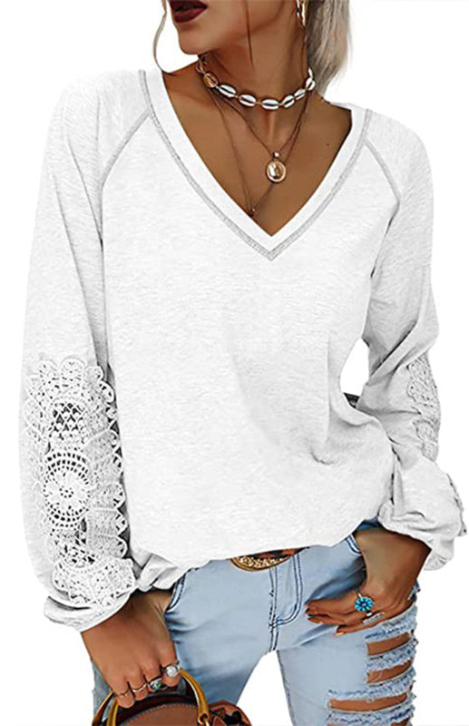 Women’s Fashion Casual V Neck Lace Top