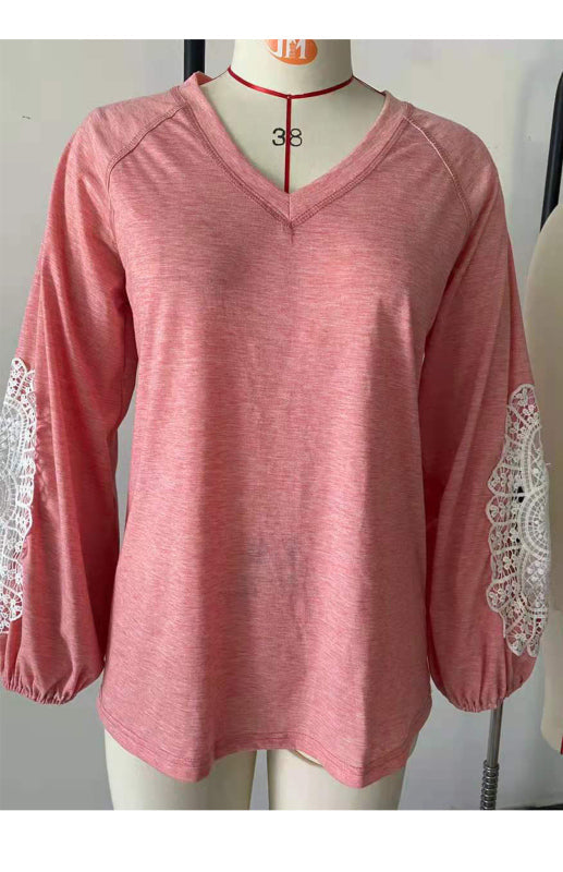 Women’s Fashion Casual V Neck Lace Top