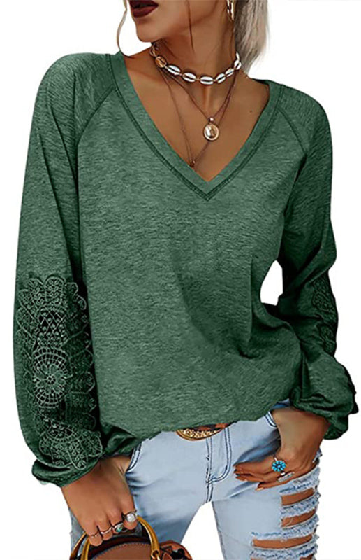 Women’s Fashion Casual V Neck Lace Top