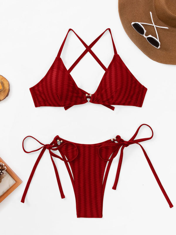 Women’s Fashion Jacquard Lace Up Swimsuit