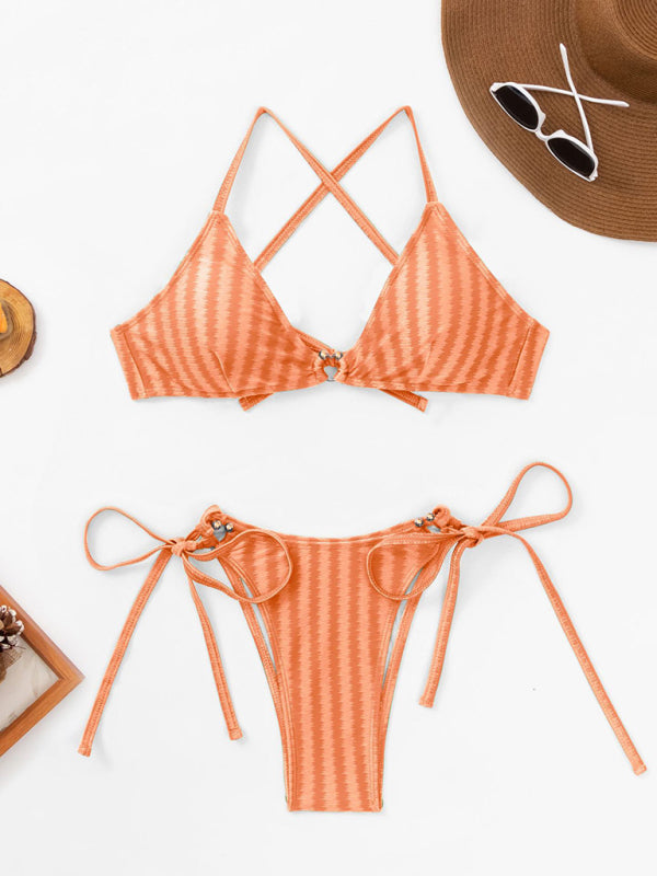 Women’s Fashion Jacquard Lace Up Swimsuit