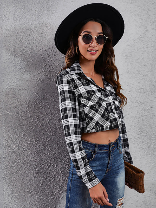 Women’s fashion Plaid zebra pattern long sleeve short cardigan thin coat