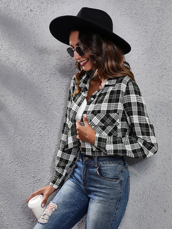 Women’s fashion Plaid zebra pattern long sleeve short cardigan thin coat
