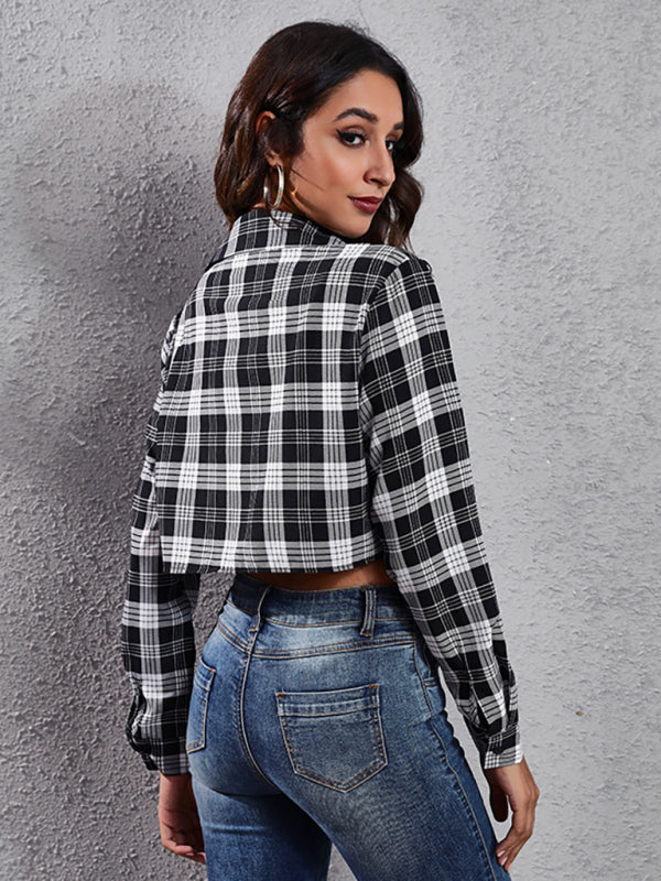Women’s fashion Plaid zebra pattern long sleeve short cardigan thin coat