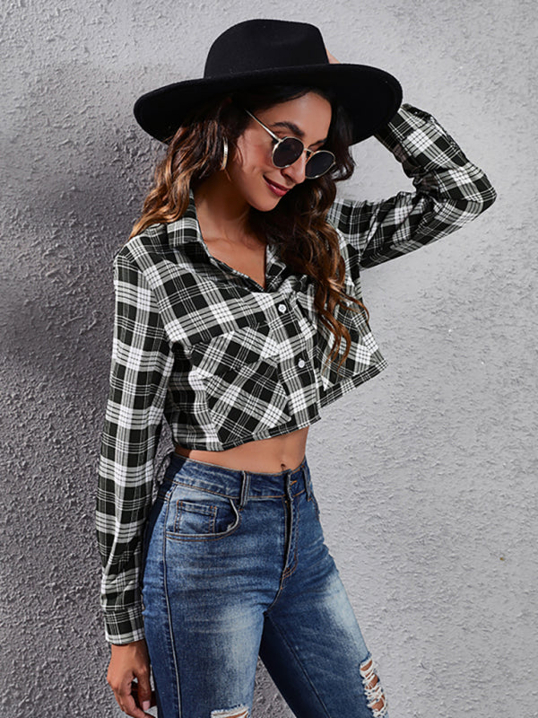 Women’s fashion Plaid zebra pattern long sleeve short cardigan thin coat