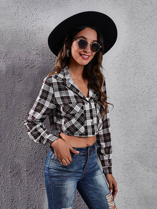 Women’s fashion Plaid zebra pattern long sleeve short cardigan thin coat