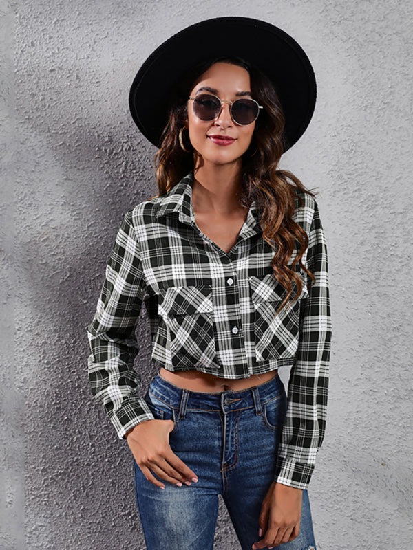 Women’s fashion Plaid zebra pattern long sleeve short cardigan thin coat