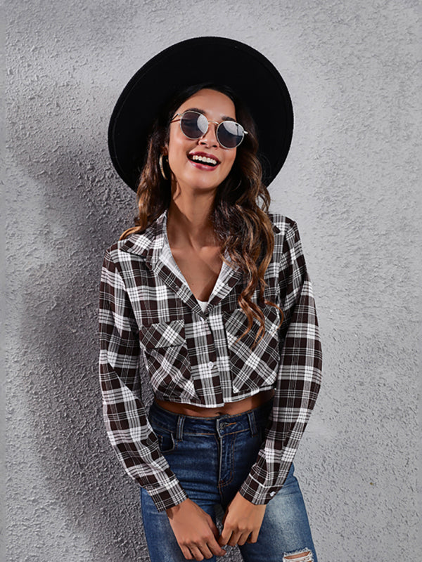 Women’s fashion Plaid zebra pattern long sleeve short cardigan thin coat
