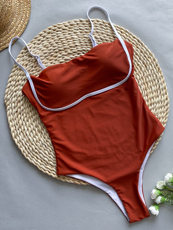 Women’s Fashion Sexy Contrast Color One-Piece Swimsuit