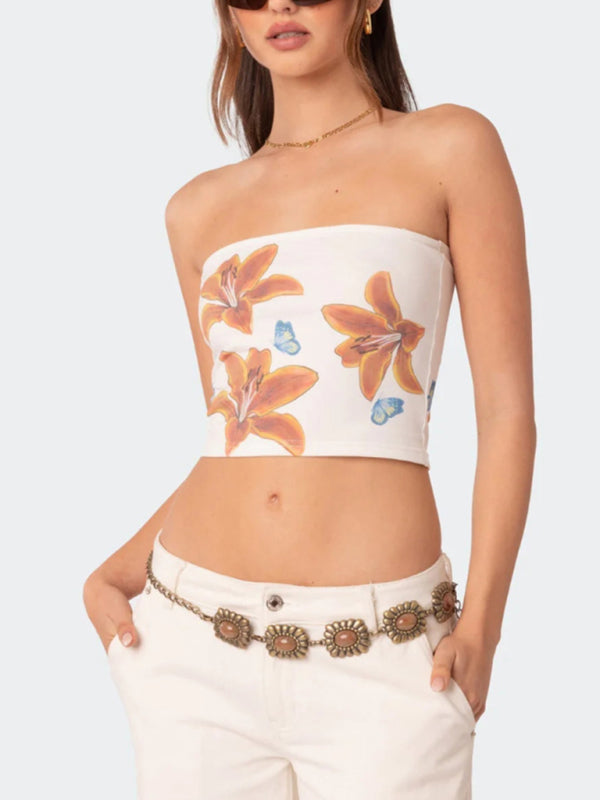 Women’s fashion style cool tube top straight spray tube top - White / XS