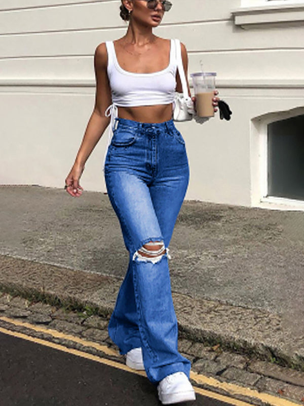 Women’s Fashion Wide Leg Flared Jeans