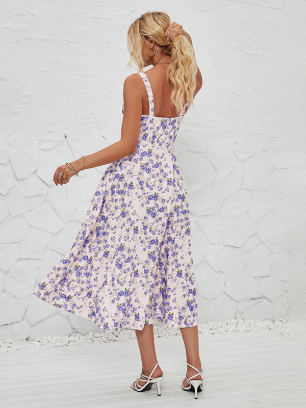 Women’s Fashionable Floral Pastoral Long Dress